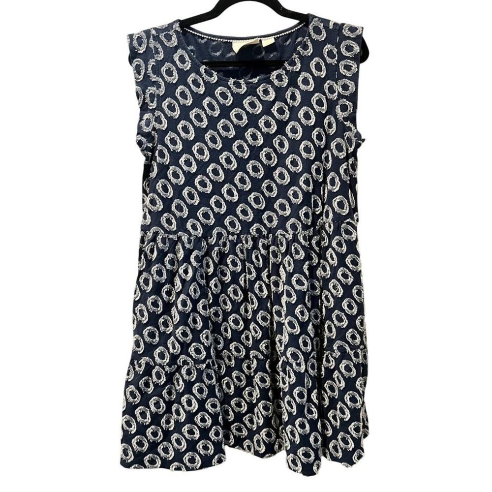 Maeve Anthropologie Womens Sleeveless Dress Small Navy White Ring Indie Boho
